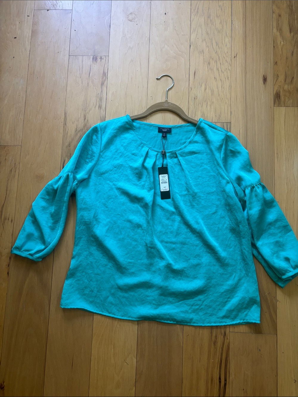 Talbots aqua blouse NWT. Size 12 petite